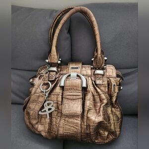 Makovsky Handbag Bronze Medium Leather